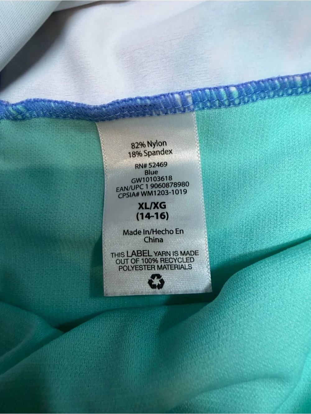 Wonder Nation Girls XL 14-16 Tie Dye Two Piece Tankini Swimsuit Blue